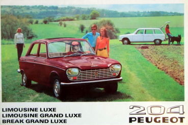 Peugeot 204 Limousine Grand Luxe Break Modelprogram 1969 Carbrochure (10180)